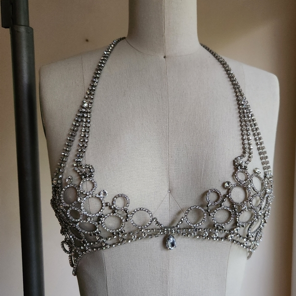 Vintage Other - Vintage Vegas Showgirl Diamante Rhinestone Bra